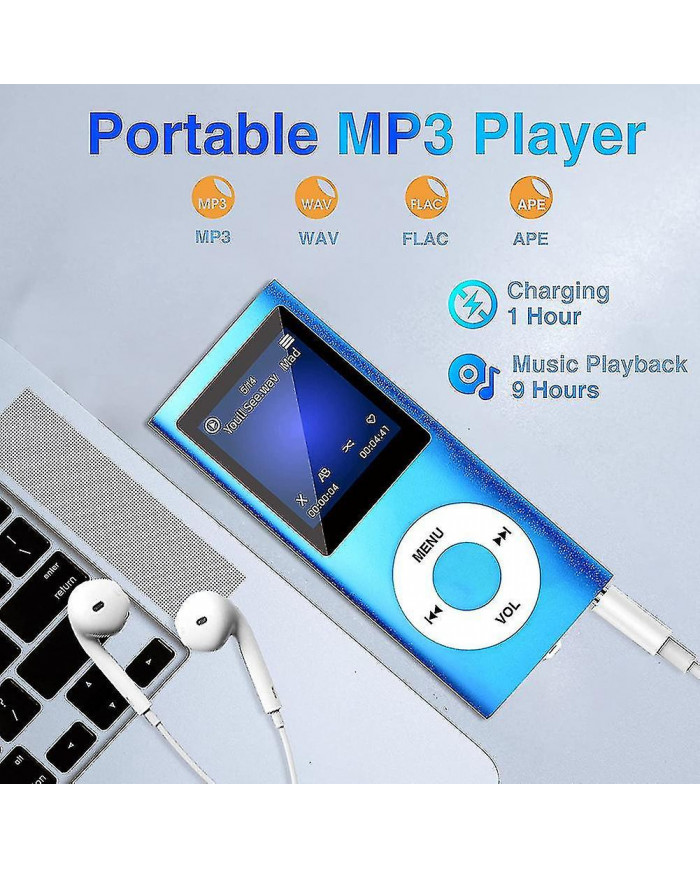 Lecteur MP3 avec Bluetooth 5.0, lecteur de musique avec carte TF 32gb, fm, écouteurs, lecture de musique hifi portable