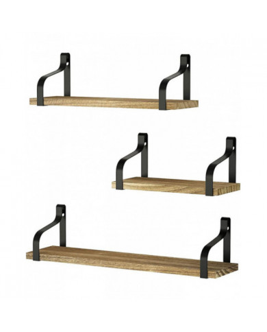 Almi Étagères rustiques, Ensemble d’étagères murales décoratives de 3, Étagères flottantes pour cadeau de salle de bain