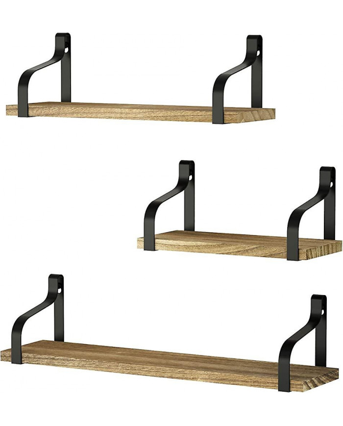 Almi Étagères rustiques, Ensemble d’étagères murales décoratives de 3, Étagères flottantes pour cadeau de salle de bain