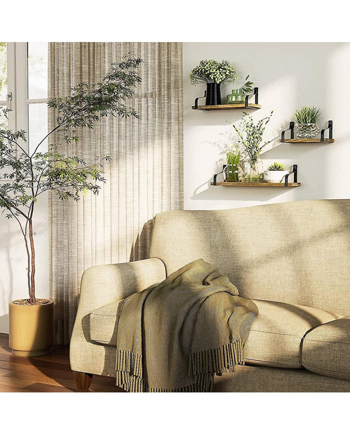 Almi Étagères rustiques, Ensemble d’étagères murales décoratives de 3, Étagères flottantes pour cadeau de salle de bain