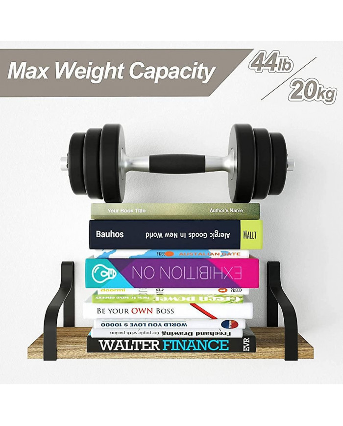 Almi Étagères rustiques, Ensemble d’étagères murales décoratives de 3, Étagères flottantes pour cadeau de salle de bain