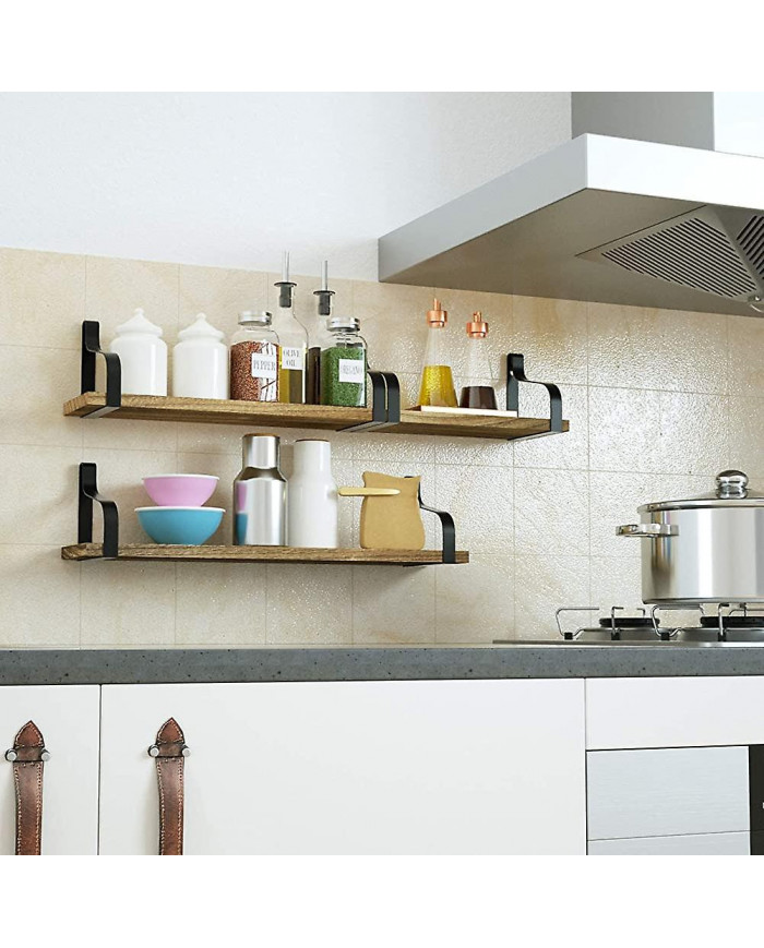 Almi Étagères rustiques, Ensemble d’étagères murales décoratives de 3, Étagères flottantes pour cadeau de salle de bain