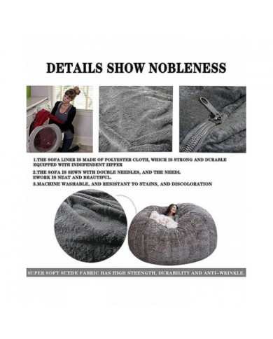 Sac de haricots de canapé paresseux Sac de haricots en fourrure artificielle (housses de sac de haricots [...]