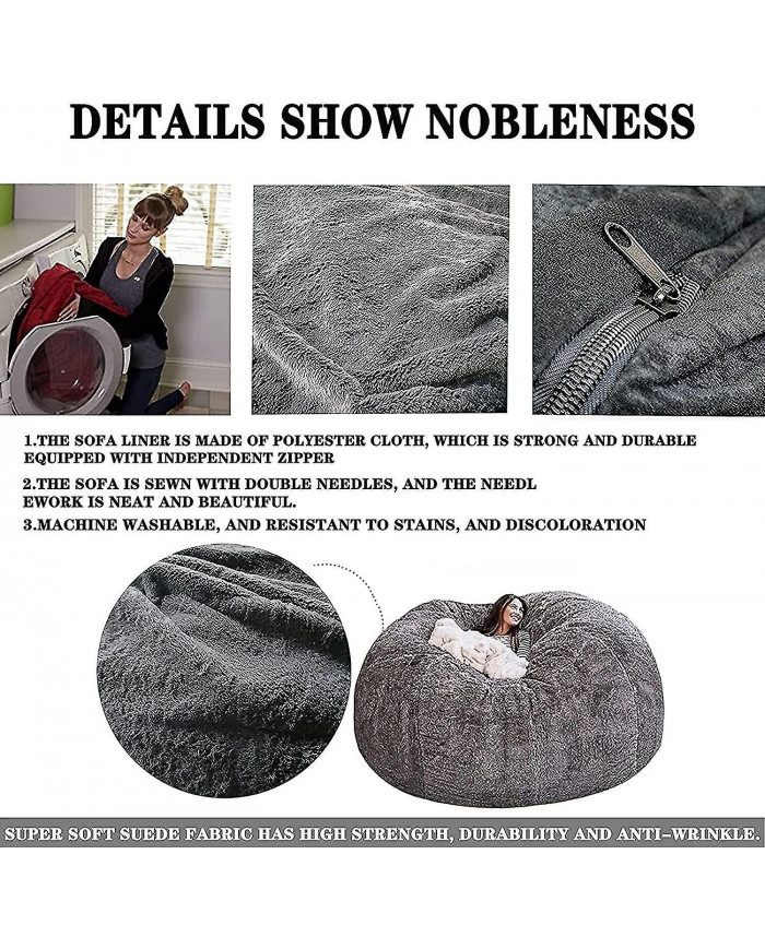 Sac de haricots de canapé paresseux Sac de haricots en fourrure artificielle (housses de sac de haricots [...]