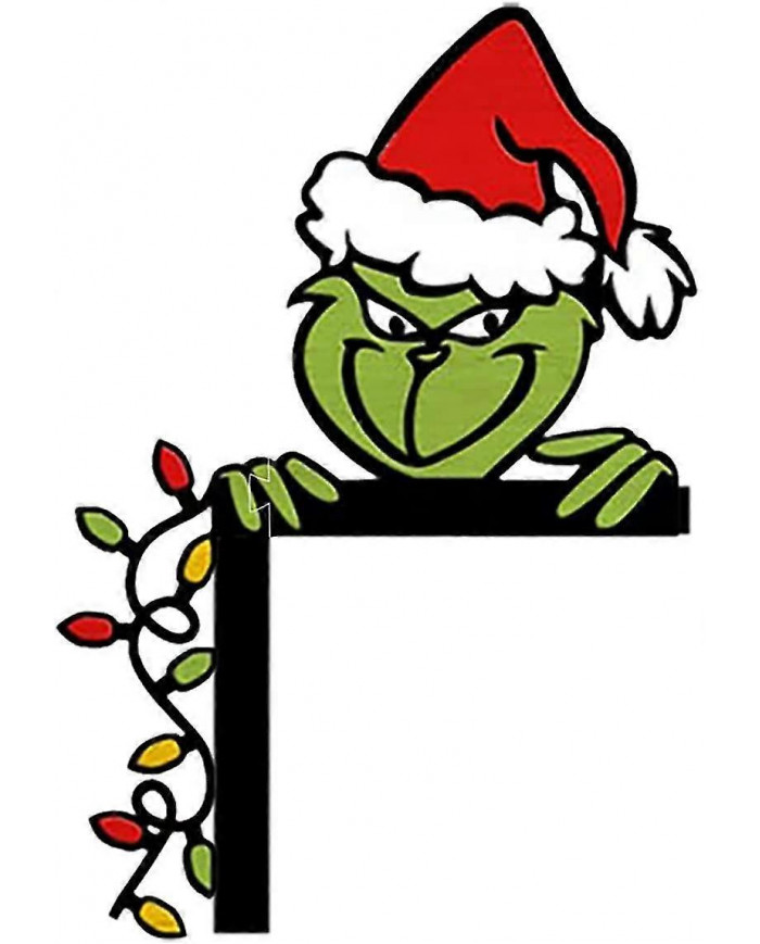 Christmas Grinch Decoration Wooden Angle Door Corner Sign Door Corner Decor (left)