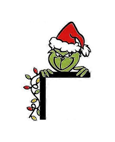 Christmas Grinch Decoration Wooden Angle Door Corner Sign Door Corner Decor (left)