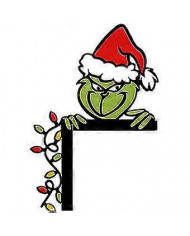 Christmas Grinch Decoration Wooden Angle Door Corner Sign Door Corner Decor (left)