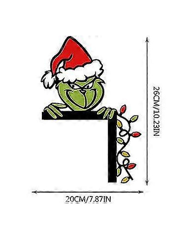 Christmas Grinch Decoration Wooden Angle Door Corner Sign Door Corner Decor (left)
