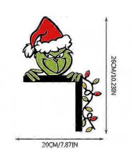 Christmas Grinch Decoration Wooden Angle Door Corner Sign Door Corner Decor (left)