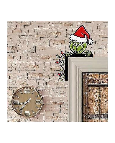 Christmas Grinch Decoration Wooden Angle Door Corner Sign Door Corner Decor (left)