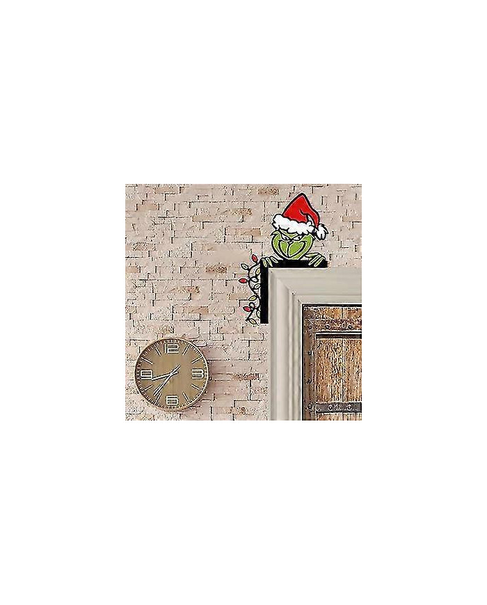 Christmas Grinch Decoration Wooden Angle Door Corner Sign Door Corner Decor (left)