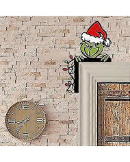 Christmas Grinch Decoration Wooden Angle Door Corner Sign Door Corner Decor (left)