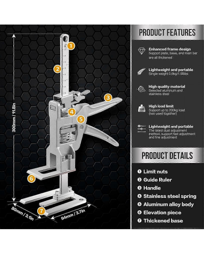 2 Pcs Labor Saving Arm Tool Jack,Height Adjustment Lifting Device,Suitable for Installing Cabinets