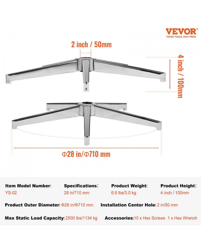 Remplacement de la base de la chaise de bureau, 28", 2500 lbs, Pièce de base de tabouret de chaise de bureau [...]