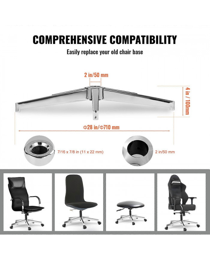 Remplacement de la base de la chaise de bureau, 28", 2500 lbs, Pièce de base de tabouret de chaise de bureau [...]