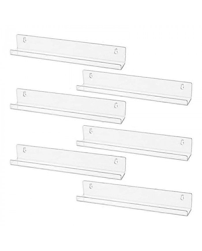 6Pcs Vinyl Record Wall Mount Shelf Set of Album Holders for Hanging on Walls - Shelves Albums or Ch