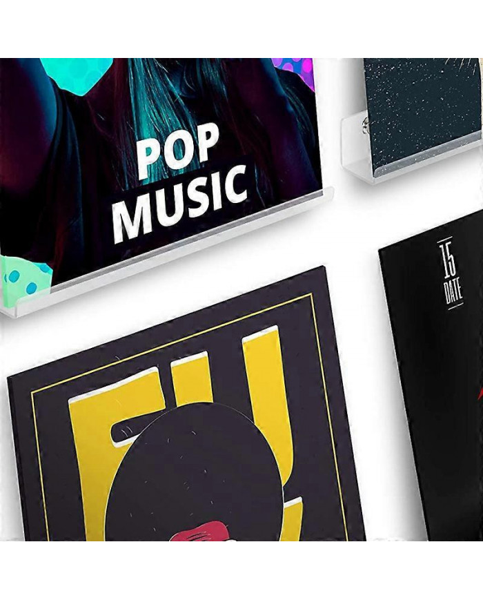 6Pcs Vinyl Record Wall Mount Shelf Set of Album Holders for Hanging on Walls - Shelves Albums or Ch