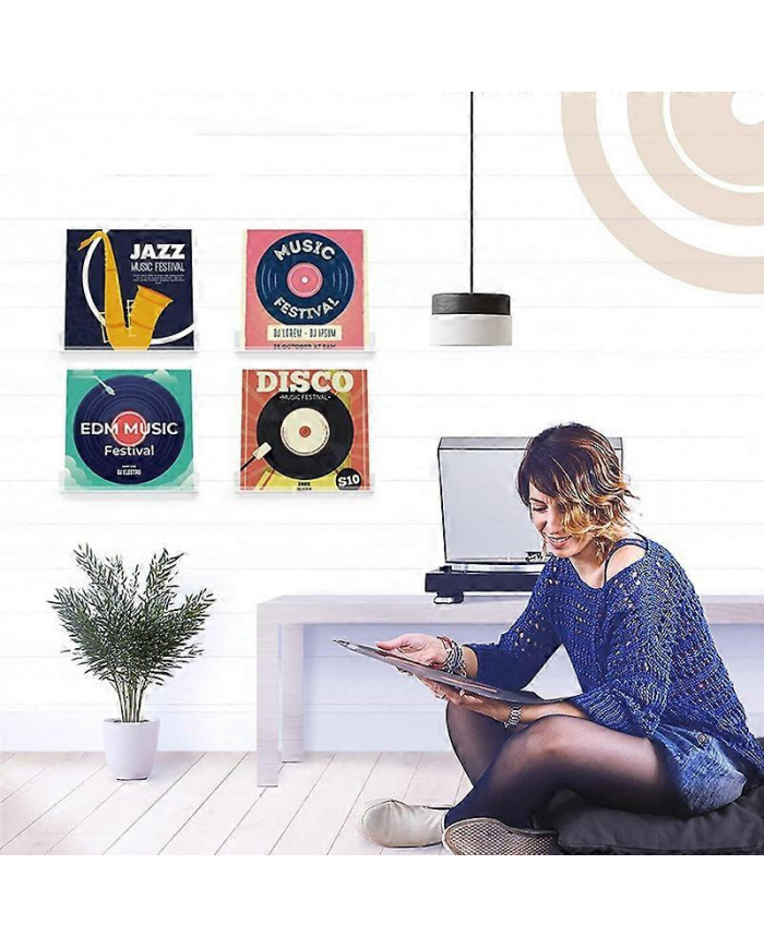 6Pcs Vinyl Record Wall Mount Shelf Set of Album Holders for Hanging on Walls - Shelves Albums or Ch