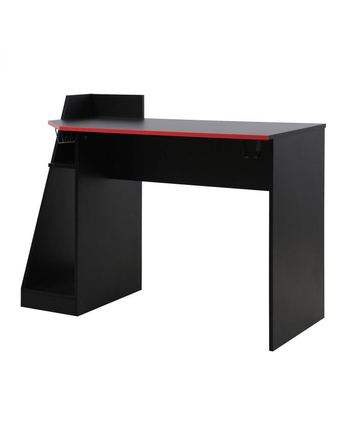 Rebecca Mobili Gaming Bureau Pc Table Noir Rouge En Bois Design Moderne avec Accessoires