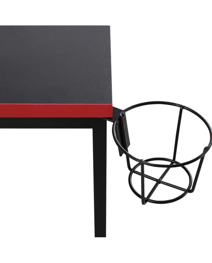 Rebecca Mobili Gaming Bureau Pc Table Noir Rouge En Bois Design Moderne avec Accessoires