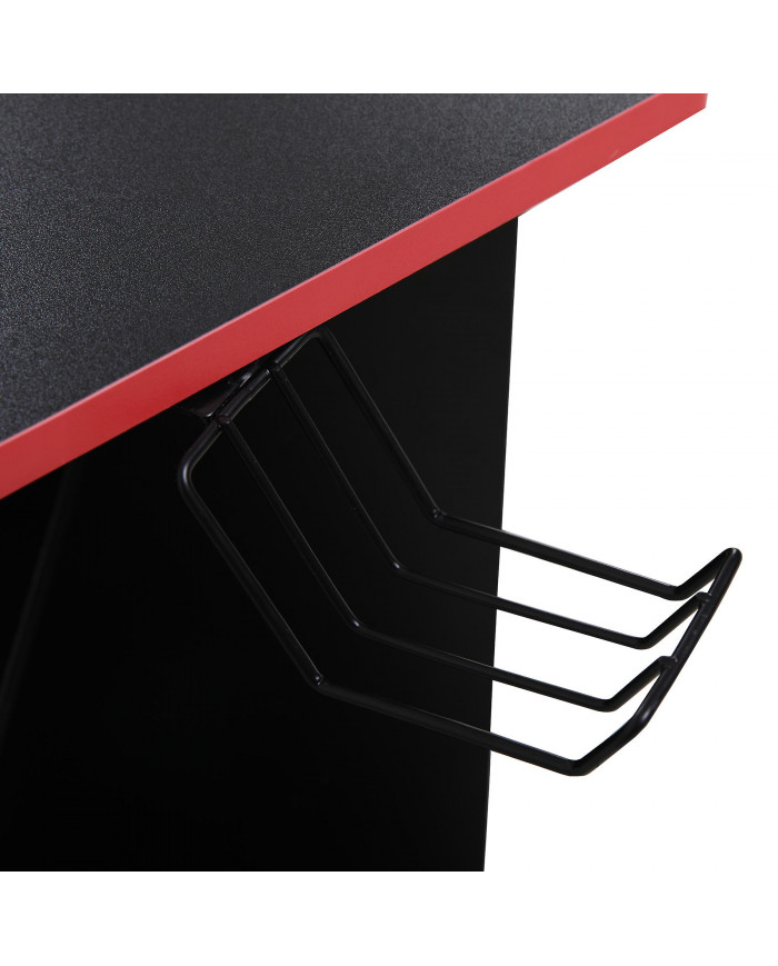 Rebecca Mobili Gaming Bureau Pc Table Noir Rouge En Bois Design Moderne avec Accessoires