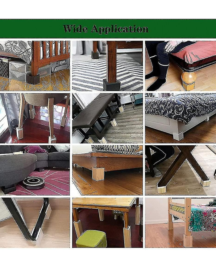 Ensemble de 4 contremarches de lit, ascenseurs en bois pour meubles lourds