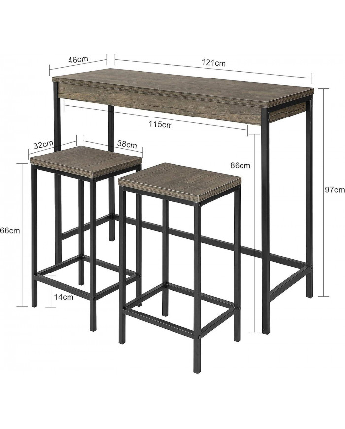 SoBuy OGT30-N, Bar Set-1 Table bar et 2 tabourets