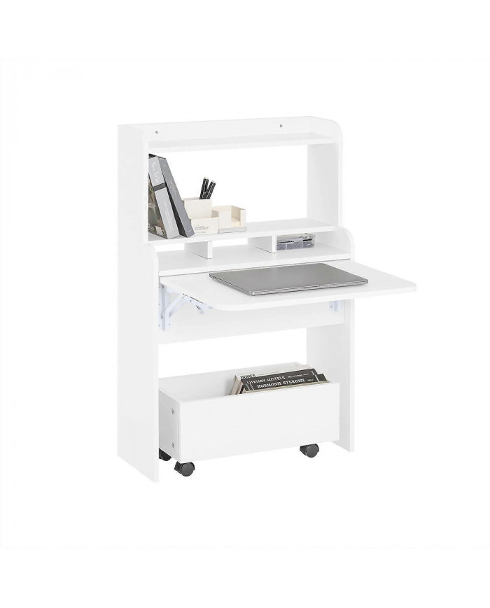 SoBuy Bureau de table pliante pour enfants avec coffre de rangement mobile, FWT105-W