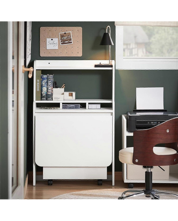 SoBuy Bureau de table pliante pour enfants avec coffre de rangement mobile, FWT105-W