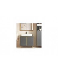 SoBuy Meuble sous-lavabo pour meuble de salle de bain avec 2 portes, gris et doré, BZR129-HG