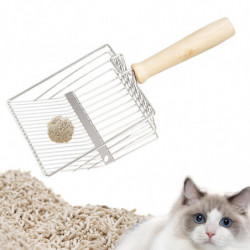 Cats Litter Scoops, Pets Sifter Spade, Durable, Portable Sand Sifter, Kitten Litter Box Scooper, with Wooden Handle