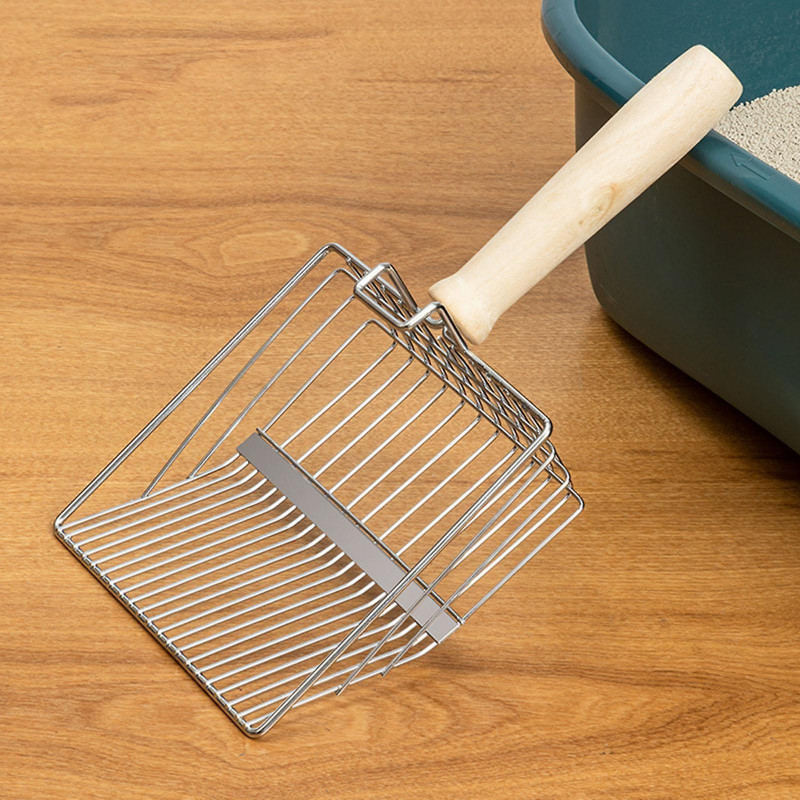 Cats Litter Scoops, Pets Sifter Spade, Durable, Portable Sand Sifter, Kitten Litter Box Scooper, with Wooden Handle