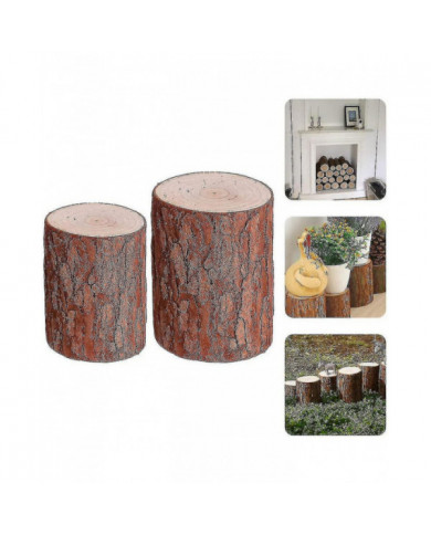 Tabouret de jardin extérieur intérieur rond de 2 pièces Souche rustique