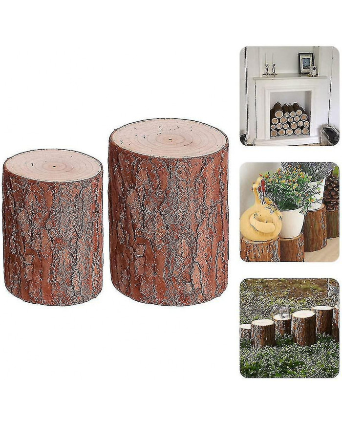 Tabouret de jardin extérieur intérieur rond de 2 pièces Souche rustique