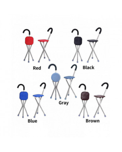 Tabouret de canne pliant Chaise de bâton de marche Tabouret de béquille pour personnes âgées, canne de marche w/siège