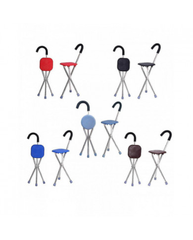 Tabouret de canne pliant Chaise de bâton de marche Tabouret de béquille pour personnes âgées, canne de marche w/siège