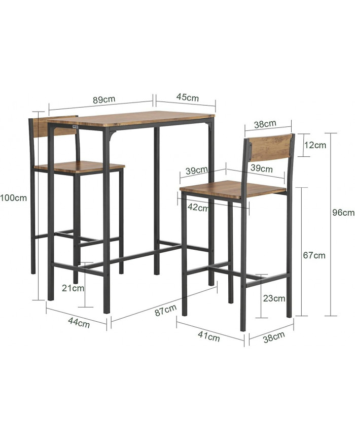 SoBuy OGT03-XL, Bar Set-1 Table bar et 2 tabourets,