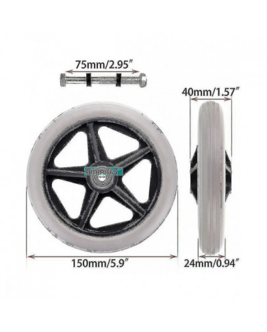 2pcs 6 pouces Remplacement de fauteuil roulant Roue en caoutchouc Roues avant Rollator Walker Antidérapant [...]