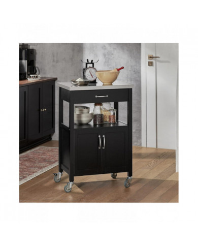 Chariot de cuisine SoBuy avec dessus en acier inoxydable, FKW22-SCH