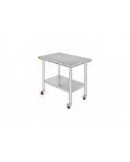 90x60 CM Table En Acier Inoxydable Banc De Travail Restauration w / Roues Roulettes Table De Préparation