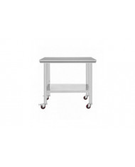 90x60 CM Table En Acier Inoxydable Banc De Travail Restauration w / Roues Roulettes Table De Préparation