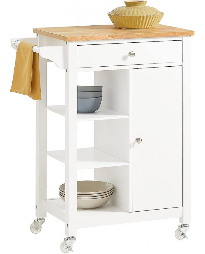 Cuisine SoBuy chariot armoire de rangement chariot, tiroir et étagères, blanc, FKW46-WN