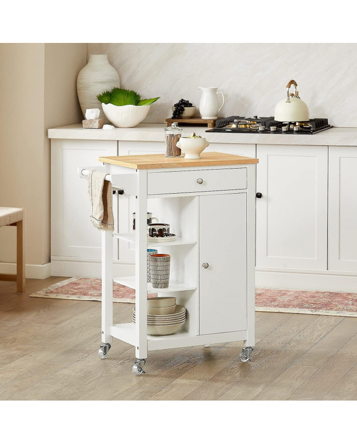 Cuisine SoBuy chariot armoire de rangement chariot, tiroir et étagères, blanc, FKW46-WN