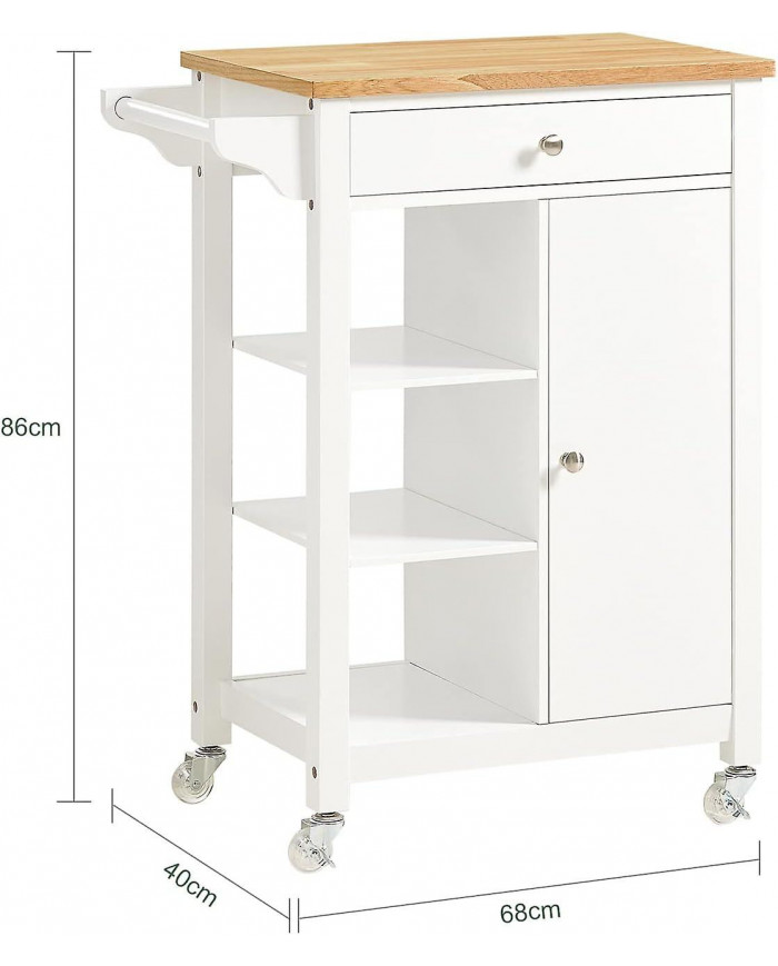 Cuisine SoBuy chariot armoire de rangement chariot, tiroir et étagères, blanc, FKW46-WN
