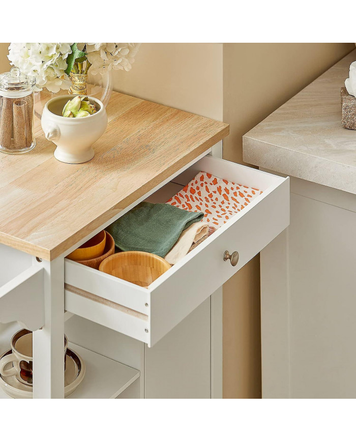 Cuisine SoBuy chariot armoire de rangement chariot, tiroir et étagères, blanc, FKW46-WN