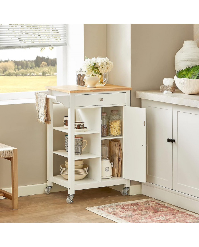 Cuisine SoBuy chariot armoire de rangement chariot, tiroir et étagères, blanc, FKW46-WN