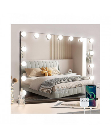 Led Mirror Usb Maquillage avec lumières éclairées 14 ampoules 3 modes d’éclairage
