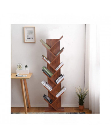 Rebecca Mobili Scaffale Libri Libreria 10 Mensole Mdf Marrone Noce 160x44.5x22