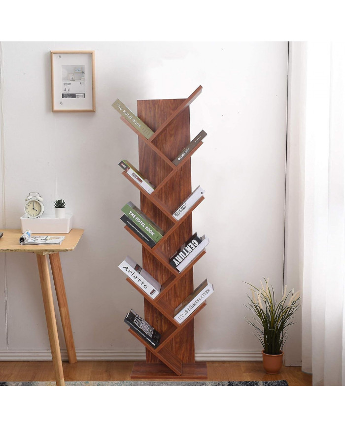 Rebecca Mobili Scaffale Libri Libreria 10 Mensole Mdf Marrone Noce 160x44.5x22