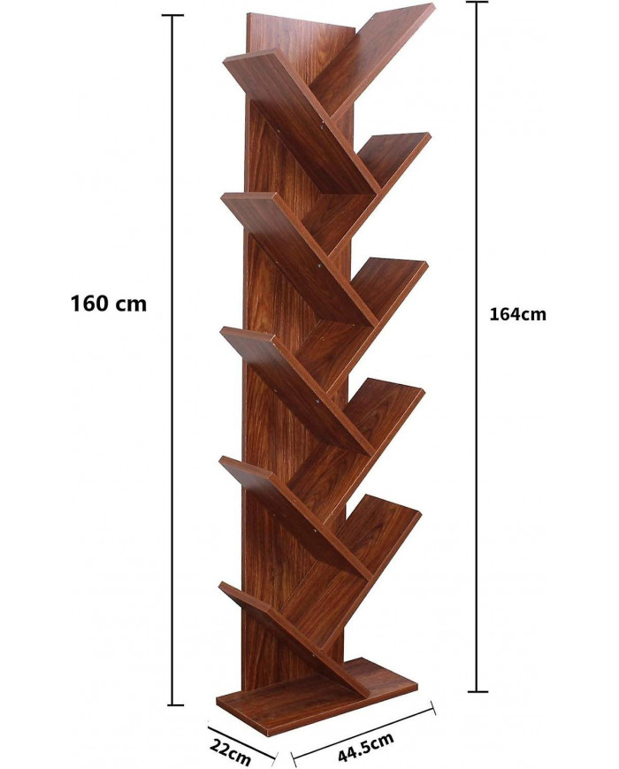 Rebecca Mobili Scaffale Libri Libreria 10 Mensole Mdf Marrone Noce 160x44.5x22